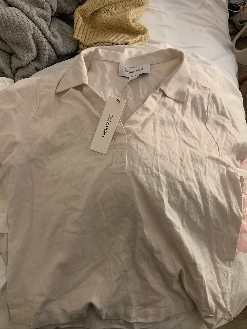 Calvin Klein Men’s Cream Collared Polo Shirt